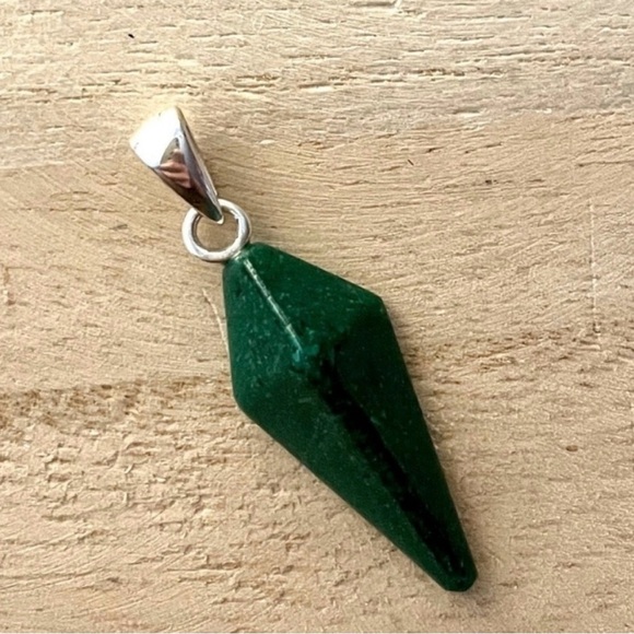 Malachite Sterling Silver Pendant 925 - Picture 2 of 3
